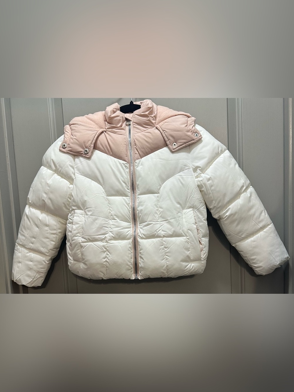 Sam Edelman Size S (7/8) Ivory/Blush Puffer Jacket NWT